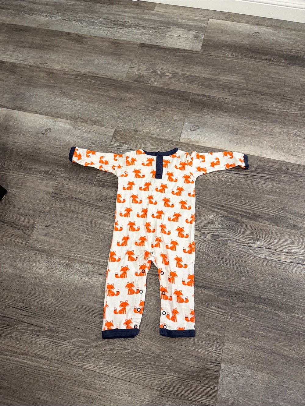 HB Kids White and Orange Fox Print One-Piece Pajamas